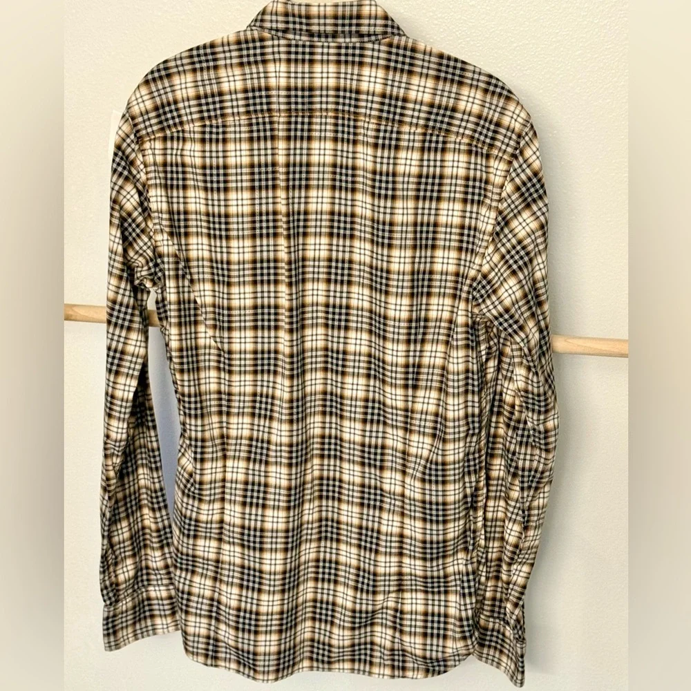 Banana Republic Men’s Grant Fit Button Down Long Sleeve Shirt Brown/Tan/Blk Sz S